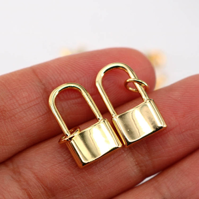 JS1501 High Quality Jewelry Supplies 18K Gold Plated Padlock Pad Lock Charm Pendants
