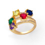 RM1085 Chic Bohemian Dainty Mini Rainbow CZ Diamond Three Rows CZ Finger Rings