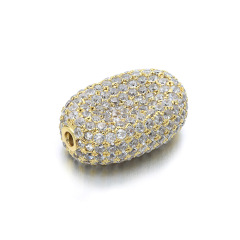 CZ7393  Wholesale cz micro pave flat oval beads,diamond pave oval spacer beads