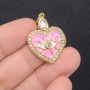 CZ8395 18k Gold Plated CZ diamond pave enamel evil eye heart charms Pendants