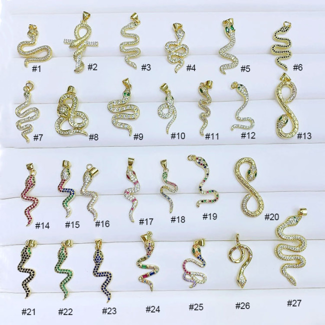 CZ8063 High Quality Necklace Pendants New Chic 18K Gold Plated Diamond CZ Micro pave Reptile Snake Charm Pendants