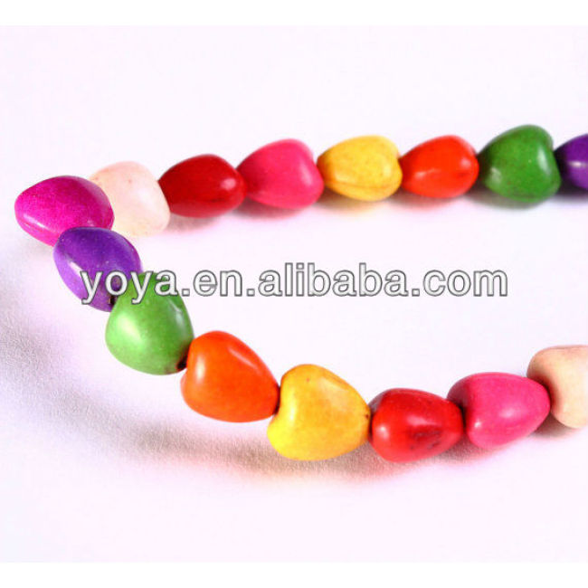 TB0189 beautiful mixed turquoise heart charm spacer beads, Multicolor Turquoise Heart Beads