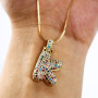 NZ1102 Gold Plated Iced Out Rainbow Diamond CZ Micro Pave Bubble Alphabet Letter Initial Pendant Chain Necklace