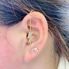 EC1736 CZ Micro Pave Bar Ear Pin Jewellery Cartilage earring Edgy Long pin Hook ear cuff Climber earring Needle earring