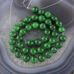 YJ1122-4 Dark green dyed jade stone beads strand for jewelry making