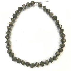 PB1097 Wholesale Diagonal-Drill Natural Pyrite Cube Beads