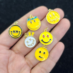 JS1556 18k Gold Plated Fun Yellow White Enamel Emoji Smiley Charm Pendants JS1556 18k Gold Plated Fun Yellow White Enamel Emoji Smiley Charm Pendants