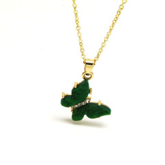 NZ1180 new arrival fashion stainless steel ladies O chain brass with CZ butterfly pendant women necklace