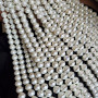 SP4229 Wholesale Strand String Beads Crystal Diamond Paved White Shell Pearl Loose Beads