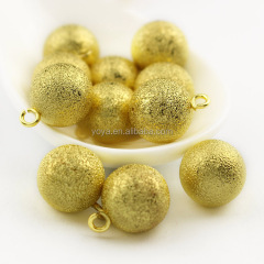 JS1277 Wholesale Matte Gold Plated Brass Ball ,Round Gold Ball Drop Charms Ball For Jewelry Findings