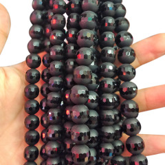 AB0701 Natural Unique Middle Part Faceted Matte Black Onyx Gemstone Beads