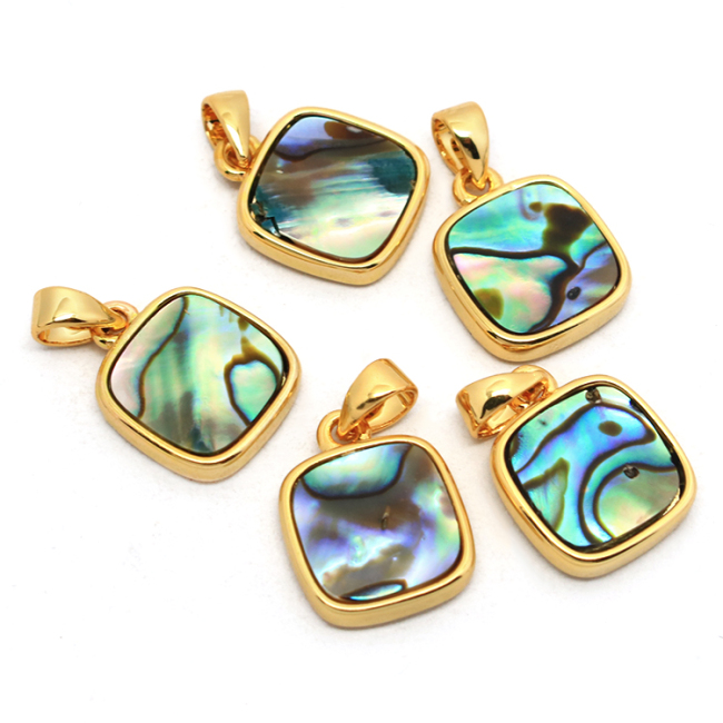 JF7282 Dainty Faceted Natural Semiprecious Stone Teardrop Pendants,Tiny Gold Bezel Faceted Gem Square Pendant
