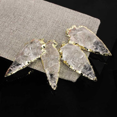 JF7224 clearance sale!!!! New Gold Dipped Rough Clear Quartz Arrowhead Pendants