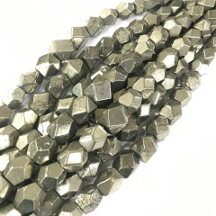 PB1141 Natural Iron Pyrite Gemstone Graduated Faceted Nugget Beads