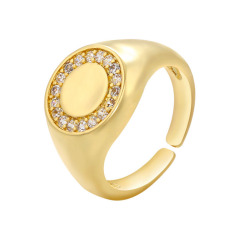 RM1296 Trendy Gold Silver Plated Micro Pave CZ  bar star and moon Celestial Thick Band Rings,Dome Open rings