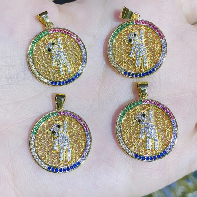 CZ8460 18k Gold Plated Zircon CZ Crystal Paved Butterfly Eagle Bear Angel Wing Disc Round Circle Pendants