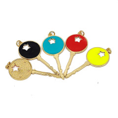 JS1601 18K Gold Plated Star on Candy Colour Enamel Neon Multicolor Key Charm Pendants