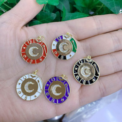 CZ8419 customerized 18k Gold Plated brass metal CZ diamond pave moon arrow eagle star enamel rainbow charms Pendant