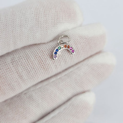 CZ8299 Dainty Tiny Mini Small Gold CZ Diamond Rainbow Charm,Tiny Minimal Zircon Cubic Zirconia Multicolor Rainbow Charm Pendant