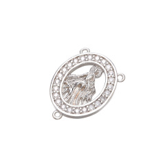 CZ8072 Hotsale Dainty Gold Plated CZ Zircon Micro Blessed Mother Mary Saint Pendant Connectors with 3 Bail Loops