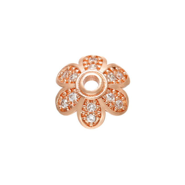CZ7954 Fashion Jewelry Diy Supplies CZ Micro Pave Flower Shape Tip End Beads