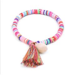 BE1002 summer season trending polymer clay disc beaded shell products handmade tassels bohemia bracelet women