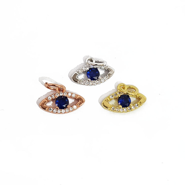 CZ8214 Mini Jewelry Supplies CZ Micro Pave Evil Eyes Charms,Tiny Small CZ Diamond Blue Evil Eyes Charms for Jewelry making