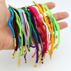 BCL1191 Half finished Braided Macrame Rope Cord Bracelet with Gold Beads ,,Adjustable Cords for Bolo Bracelet Making