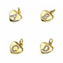 CZ7924 Mini CZ Initial Charms,Rainbow CZ Pave Gold Uppercase Initial Heart Charms, 26 Letter Alphabet Pendant Charms