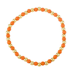 BM1073 4MM Colorful Rainbow Tiny Gold Beaded and Enamel Round Beads Elastic Bracelet for Ladies Women