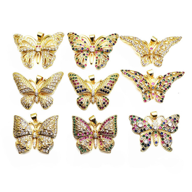 CZ8095 Chic CZ Butterfly Charm,Tiny Minimal Zircon Cubic Zirconia Butterfly Charm Pendant