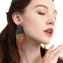EG1022 High Quality Handmade Chic Large Bohemia Long Tiny Miyuki Seed Beaded Statement Tassel Fringe Earrings for Women
