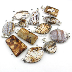 JF6954 Wholesale brown leopardskin agate pendants,natural stone pendants