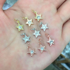 CZ8217 Dainty Celestial Jewelry supplies minimal Mini CZ Micro Pave Star Charm,Small Diamond Cubic Zirconia Star Charms