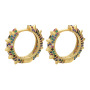 EC1207 Chic Spike hoops Gold Plated Diamond Micro Pave CZ Spike Huggie Hoop Earrings for Women