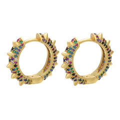 EC1207 Chic Spike hoops Gold Plated Diamond Micro Pave CZ Spike Huggie Hoop Earrings for Women EC1207 Chic Spike hoops Gold Plated Diamond Micro Pave CZ Spike Huggie Hoop Earrings for Women