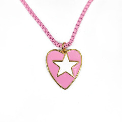 NM1185 Fashion 18k gold plated brass multi colored enamel star heart charms Pendant Necklaces