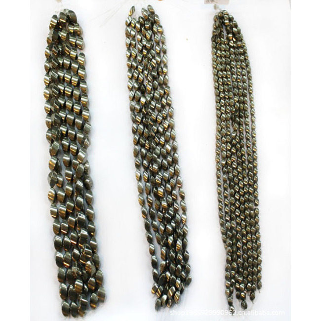 PB1089 Pyrite twisted barrel drum beads,beeads jewelry