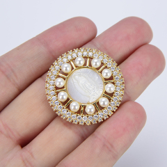 CZ8333 18K Gold Plated Brass cubia zironia pave Pearls shell Buddhism religious Mary Charm Pendants