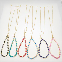 NM1182 Chic 18k Gold Plated Multicolor Rainbow Enamel Evil Eyes Slide Chain Choker Necklaces for Women Ladies