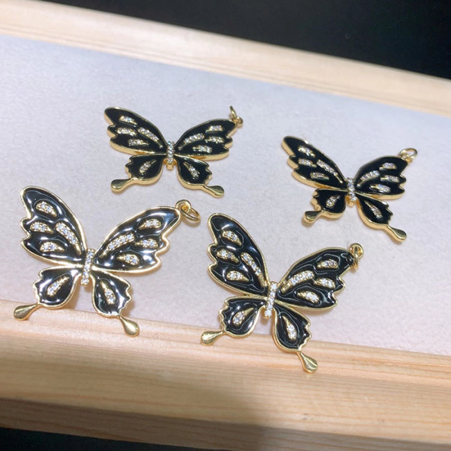 CZ8406 Gold Plated CZ diamond pave colored butterfly enamel charms Pendant