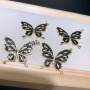 CZ8406 Gold Plated CZ diamond pave colored butterfly enamel charms Pendant