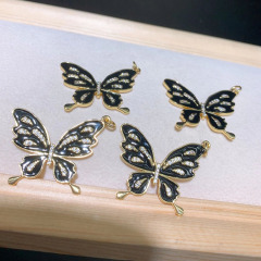 CZ8406 Gold Plated CZ diamond pave colored butterfly enamel charms Pendant