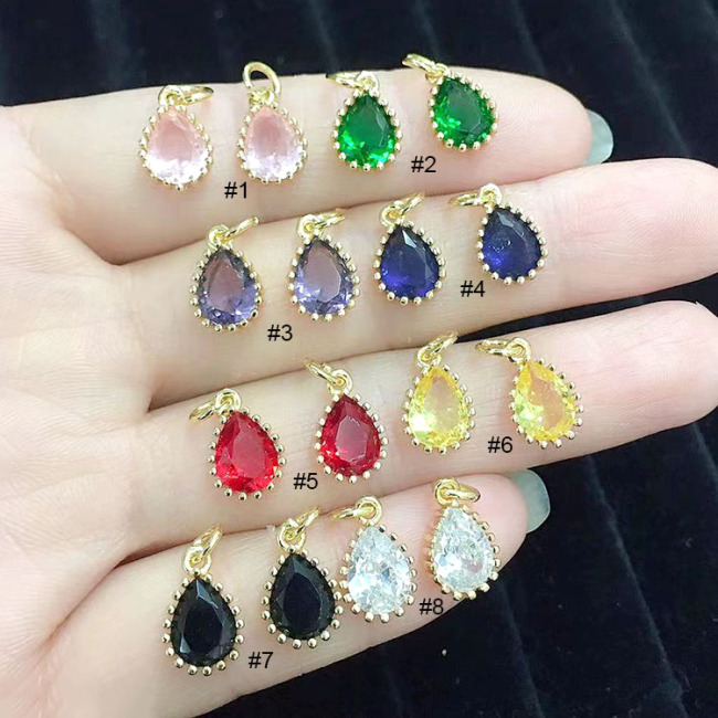 18K Gold Plated CZ Cubic Zirconia Micro Pave Drop Charms ,Diamond Teardrop Charm Pendant For Necklace Earring Jewelry Making
