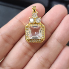 CZ8390 Wholesale cz micro pave diamond big gemstone glass crystal heart square oval charm pendant