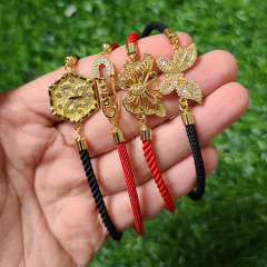 BC1354 Fashion Adjustable Diamond Micro Pave CZ Butterfly Cord bracelet,Cubic Zirconia Mama Safety Pin Wrist Ladies bracelet