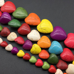 TB0189 beautiful mixed turquoise heart charm spacer beads, Multicolor Turquoise Heart Beads