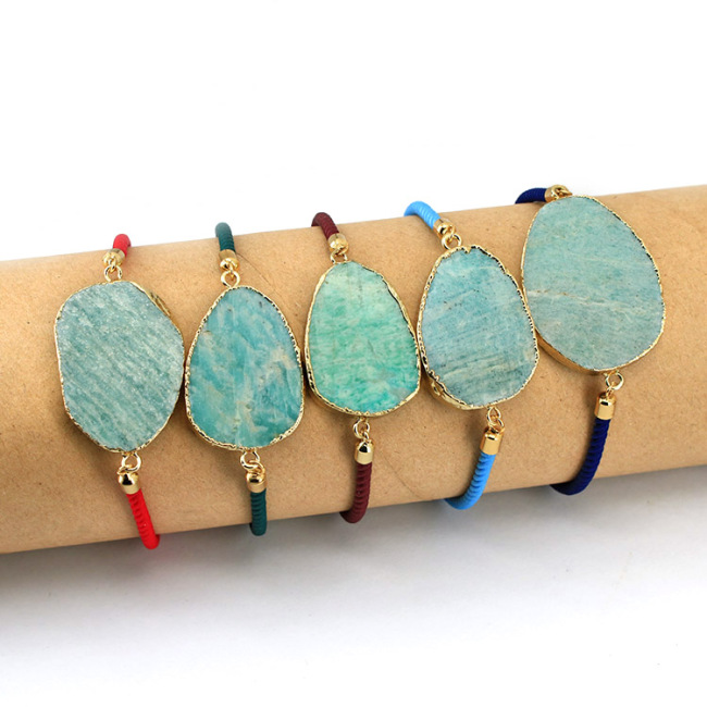 BN4012 wholesale amazon stone jewellery, natural amazonite stone Rope Friend bracelet jewelry for women