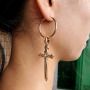 EM1011 Hot Sale High Quality Gold Plated Cross Hoop Earring with Crystal for Women