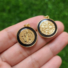 JS1588 18k Gold Plated brass metal rainbow enamel Jesus the mother virgin of Mary charms Pendant